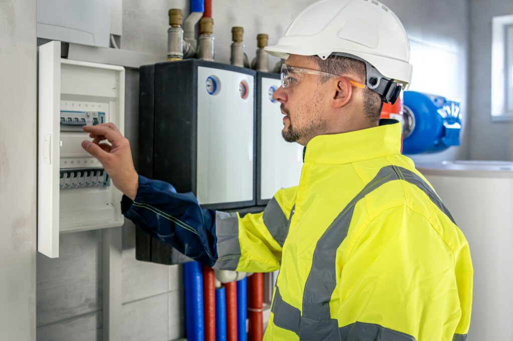 electrical-technician-looking-focused-while-working-in-a-switchboard-with-fuses-